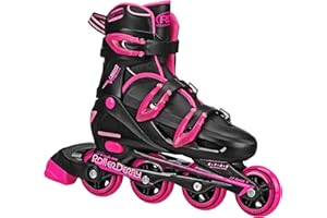 Roller Derby V-Tech 500 Adjustable Performance Inline Skates for Men, Women, Kids, Teens, Large (6-9), Black/Pink