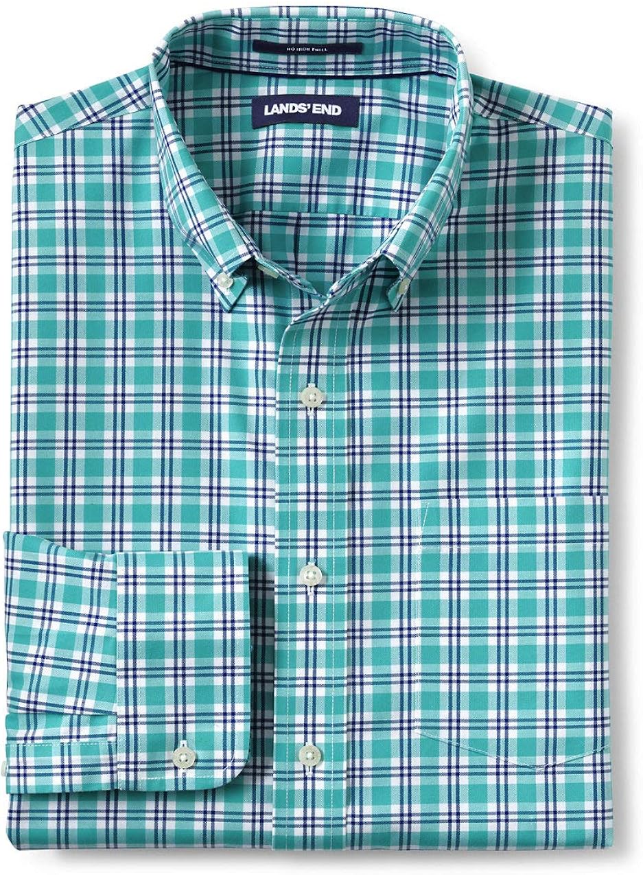 Lands' End Men's Tailored Fit No Iron Twill Shirt at Amazon Men’s