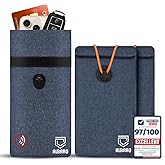 Premium 2 Pack EMF Blocker Case For Cell Phone Size 8inx4in Fits All Smartphones Anti Shield Sleeve Pouch Cover Fabric Faraday Bags For Phones SmartDot 5G RF Car Key Signal Data Blocking Blue Color