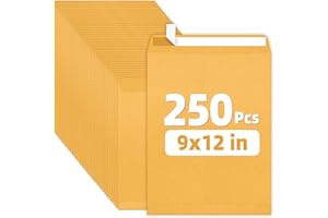 SUNEE 9x12 Envelopes Self-Seal Catalog Mailing Envelopes -250 Count, Ultra Strong Quick-Seal, 9x12 inch Brown Kraft Manila En