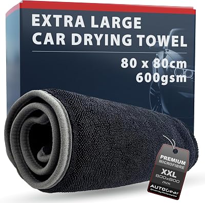 AutoGear NEW IMPROVED Car Drying Towel 80x80cm Extra Large Microfiber