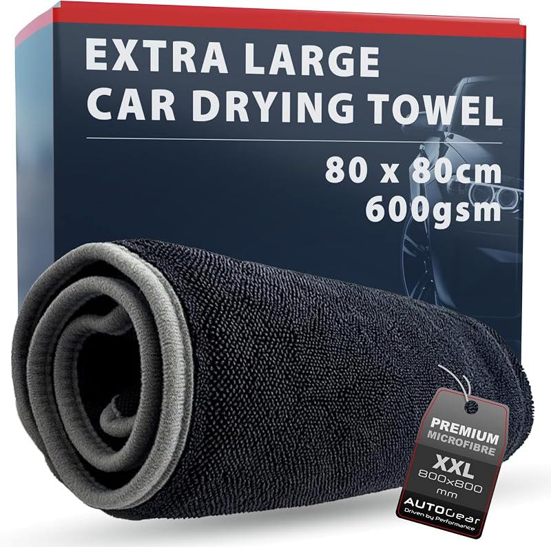 AutoGear NEW IMPROVED Car Drying Towel 80x80cm Extra Large Microfiber