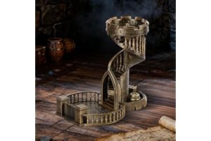 AUSPDICE Dice Rolling Tower and Tray Retro Castle Mold Color for Tabletop Games, D&D and RPG Games (Bronze Color)
