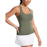 MathCat Women's Workout Tank Top with Built-in Bra, Slight V-Neck Racerback Sports Shirt, Breathable Athletic Camisole