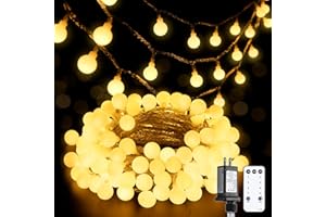 JMEXSUSS 100 LED Connectable Globe String Lights Indoor Bedroom, 33ft Warm White Christmas Lights Plug in with Remote, 8 Mode Hanging Fairy Lights Outdoor for Room Classroom Party Tree Christmas Decor