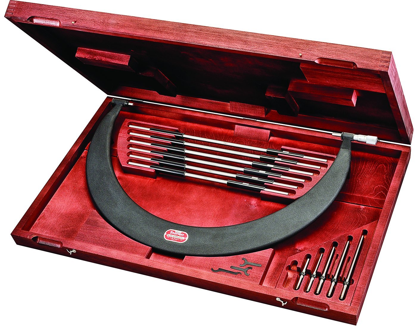 Starrett 724MLZ-600 Tubular Bow Type Micrometre, Interchangeable Anvils, Plain Thimble, Lock Nut, 450-600mm Range, 0.01mm Graduation, +/-0.0076mm Accuracy