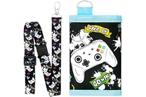 WAWSAM Kids Wallet for Boys, Game Trifold Boys Wallet for Kids Ages 4-18, Novelty Wallet with Zippered Coin Pocket and Card Holders Lanyard, Christmas Birthday Gift for Boy Children