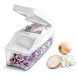 Vegetable Dicer, Vidalia Chopper, & Slicer Includes Interchangeable Inserts for 1/4" Dice, 1/2" Dice & 1/4" Julienne, Catchment/Storage Container , Storage Lid and Cleaning Brushes