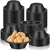 Lallisa 100 Pcs 12oz Black Disposable Plastic Bowls Halloween Dessert Cups Ice Cream Snack Salad Soup Food Serving Bowls for Halloween Party Favor Picnic
