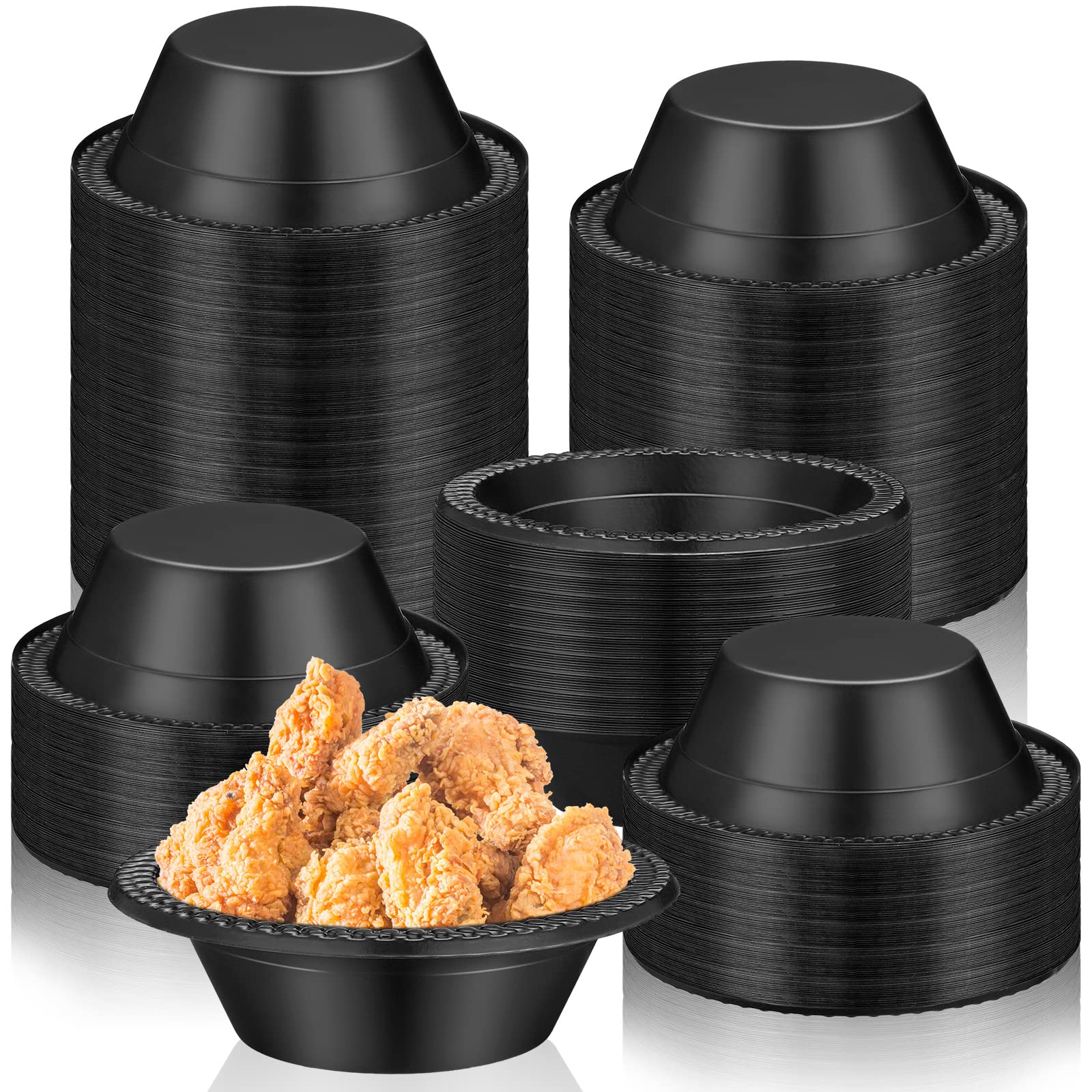 Photo 1 of Lallisa 100 Pcs 12oz Black Disposable Plastic Bowls Halloween Dessert Cups Ice Cream Snack Salad Soup Food Serving Bowls for Halloween Party Favor Picnic
