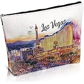 Luvsweets Las Vegas Souvenir Gift - Watercolor City Travel Makeup Bag, Las Vegas Travel Lovers Cosmetic Bags, Las Vegas Vacation Trip Gifts for Women Girls Sister Birthday Christmas Gift