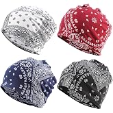Kemrosdy 4Pieces Slouchy Beanie Chemo Hat Soft Lightweight Running Beanie Adult Skull Hats Cap for Men Women Multi
