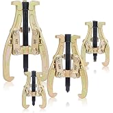 OMT 3" 4" 6" 8" Gear Puller Set, 3 Jaw Puller with Reversible Jaws | 4pc Bearing Puller Pulley Puller Tool Kit for Pulley Gear Bearing Flywheel Removal, Gold