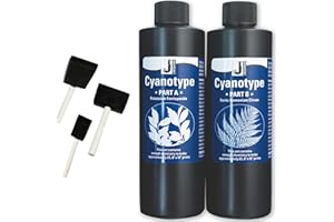 POSITIVE ART Jacquard Cyanotype Kit – 2-Part Sensitizer Set for Sun Printing on Paper & Fabric – Create Photographic Blueprints & Prussian Blue Art Prints