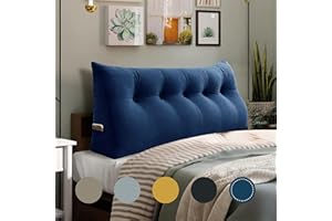 WOWMAX Wedge Pillow Headboard Queen Triangular Headboard Pillow Queen Bed Wedge Pillow for Headboard Bolster Pillow for Bed Daybed Pillows with Removable Cover, Velvet(100% Cotton), Deep Blue