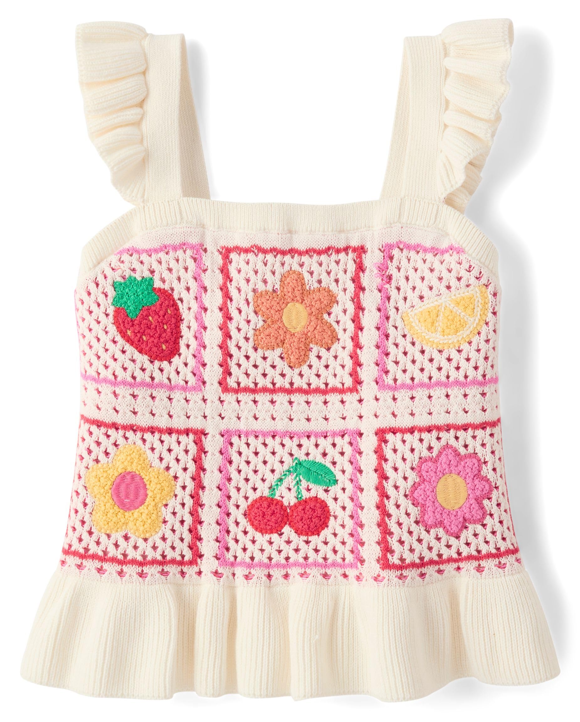 Gymboree,Girls,and Toddler Flutter Sleeve Eyelet Tank Tops,Amalfi Crochet,5 Years