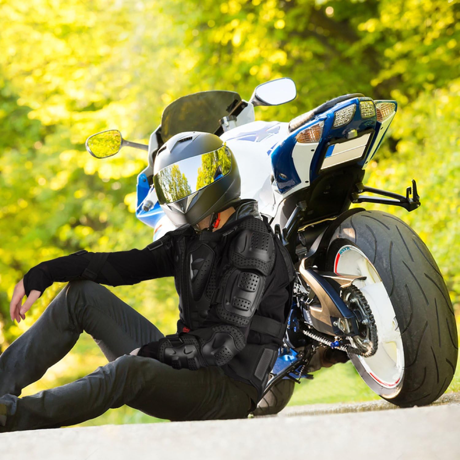 GuTe Motorcycle Protective Jacket,Sport Motocross MTB Racing Full Body Armor Protector for Men: Clothing