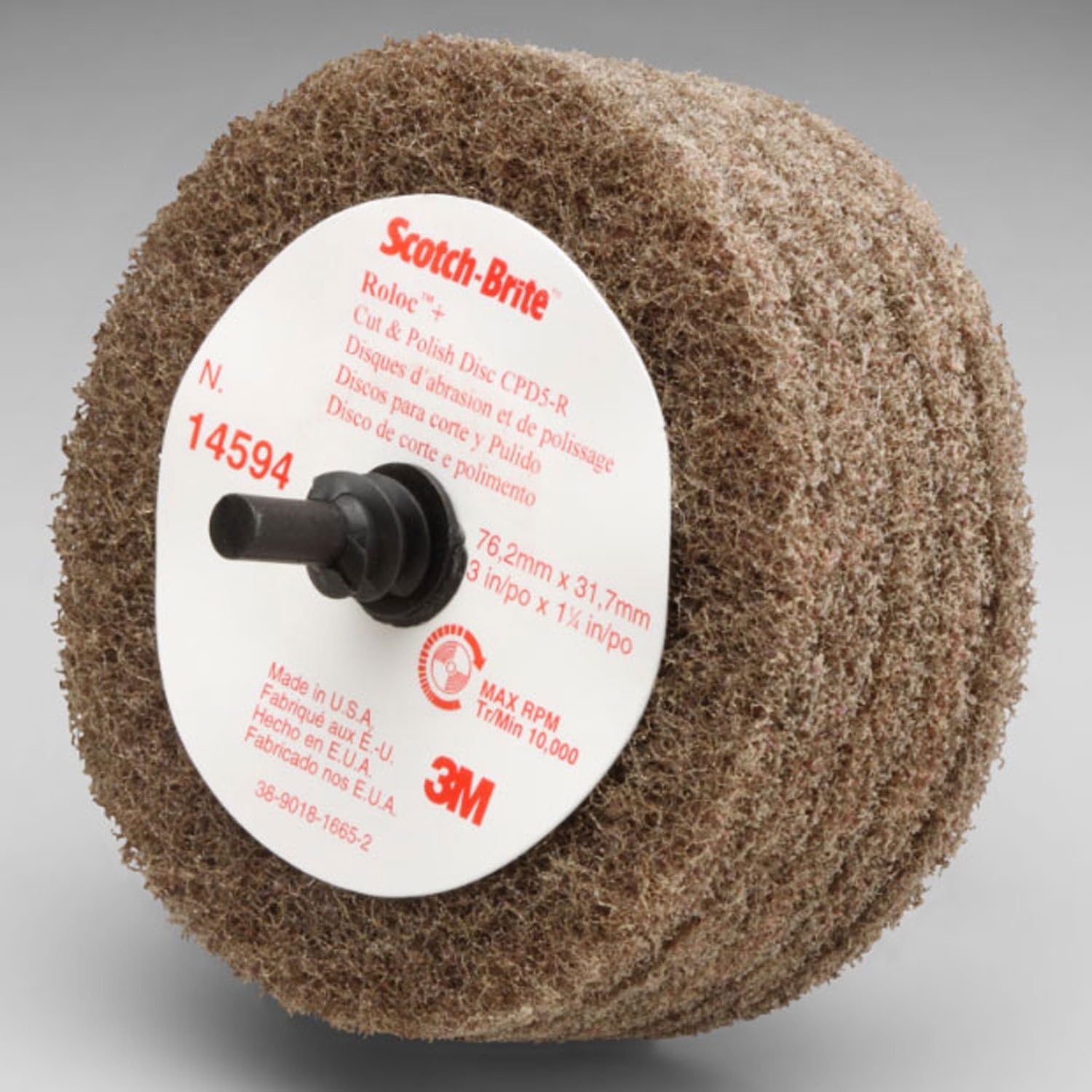 3M ScotchBrite Roloc Disc C5ZR, Aluminum Oxide, 3" x 11/4", Medium