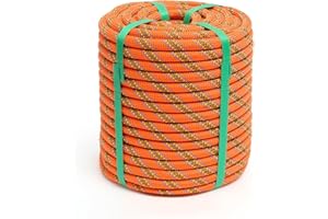 XINSHUNCAN Climbing Rope, 1/2 Inch x 100 Feet Double Braided Arborist Rope Polyester for Outdoor, Climbing, Hiking, Swing, Tree Work, Halyard, Sailing etc(Orange)
