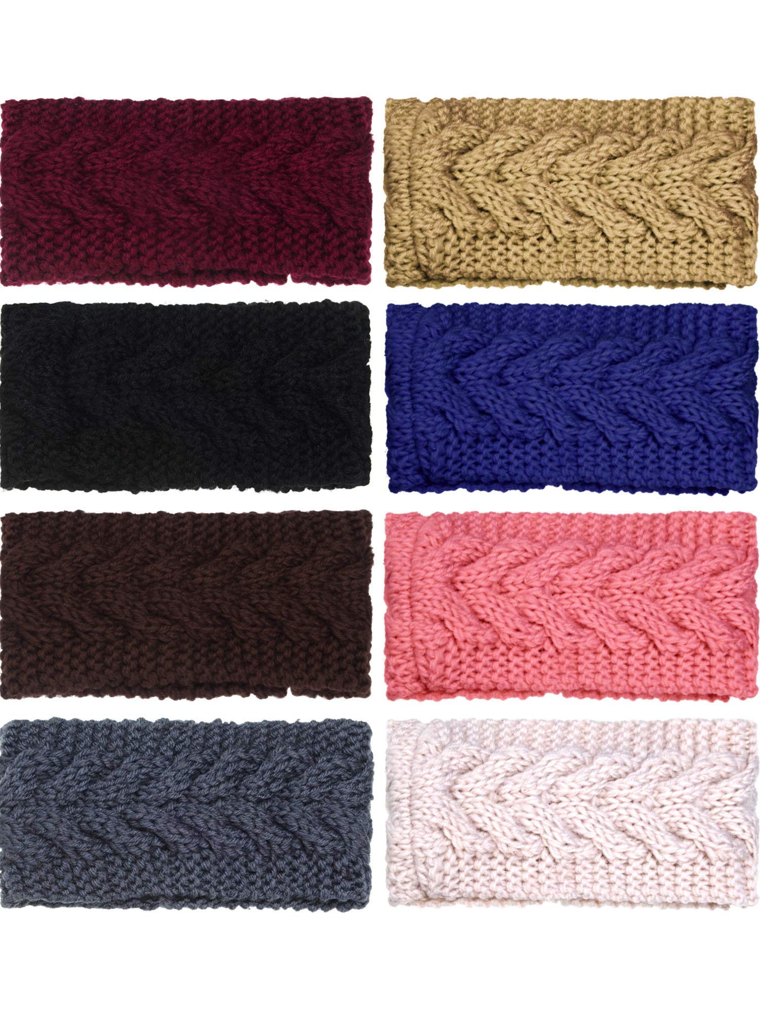 Details About Tecunite 8 Pieces Chunky Knit Headband Crochet Headbands Crochet Braided Hair