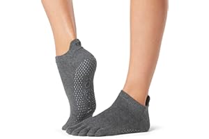toesox Low Rise Full Toe Grip Socks for Women - Non Slip Ankle Five Toe Barefoot Socks For Barre Yoga Pilates and Ballet