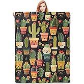 VANZEV Cute Cactus Fleece Blanket Gifts for Kids and Adults, Adorable Plant Cozy Throw Blankets, Soft Warm Plush Cactus Blanket for Home Decor, 50x60 inches