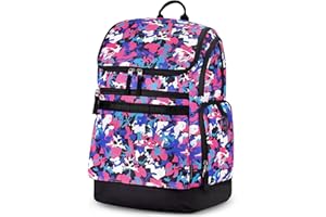 Choco Mocha Swim Backpack Girls, 35L Swimming Bag for Kids with Wet and Dry Compartments, Swim Gear Bag Camo Pink