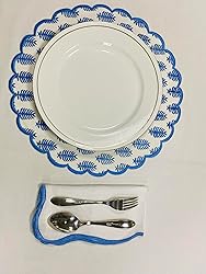 Ridhi Cerulean Blue Bo-ho Round Place Mat Double