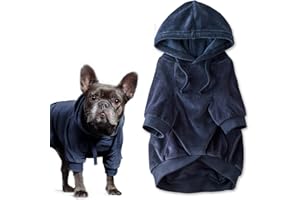 Pet Passion Cooper II Organic Cotton Velour Dog Hoodie Pet Coat for Small, Medium and Large Dogs, Navy, Medium