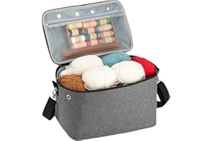 ATRASTOUT Crochet Yarn Knitting Bag, Yarn Holder Storage Organizer 13"inch Portable Breathable Travel Yarn Bag for Girls,Mother Gift for her(No Accessories Included), Grey