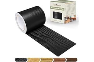 Besezx Wood Grain Tape, 2.4" X15', Self Adhesive Wood Grain Repair Patch for Tables, Chairs, DIY,Baseboards, Doors, Windows, Floors and Furniture Renovation.（Black）