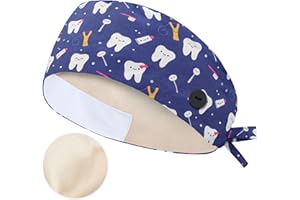 QBA Adjustable Working Cap with Button, 3 PCS, Cotton Working Hat Sweatband, Elastic Bandage Tie Back Hats for Women & Men, O