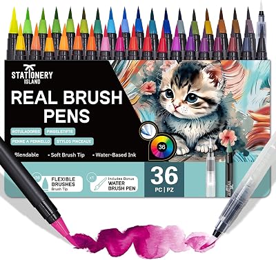 ISLAND 36+1 Watercolour Brush Pens Set for Kids Adults Calligraphy
