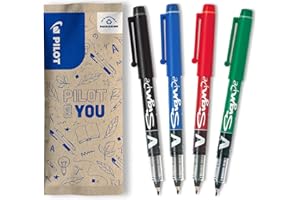 Pilot 2.0 mm V-Sign Pen Liquid Ink Tip - Black/Blue/Red/Green (Pack of 4)