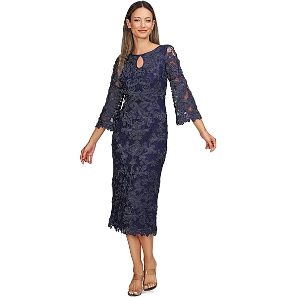 Amazon.com: JS Collection Women's Embroidered Midi Sheath Dress, Rosegold,  2 : Clothing, Shoes & Jewelry