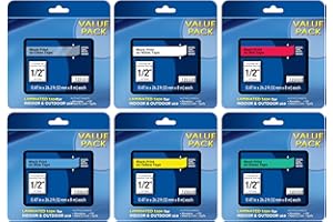 JOJOME 6-Pack Replacement for Brother P Touch Label Tape TZe-231 131 431 531 631 731 12mm 0.47 Laminated Label Maker Tape Multi-Color Work for PT-D210 H110 D220 D410 D600, Clear/White/Red/Blue/Yellow/Green