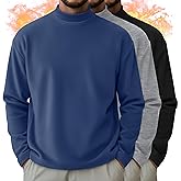 August Alley 3 Pack Men's Mock Turtleneck Shirts Thermal Long Sleeve Tops Basic Mock Neck Slim Undershirts Pullover Sweaters