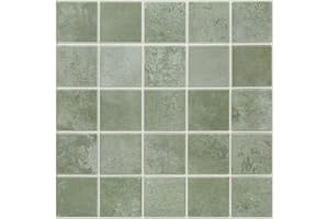 Commomy 10 Pcs Matte 3D Textured Green Peel and Stick Tiles, 11.8"x11.8", Ultralight PVC Square Peel and Stick Backsplash for Kitchen, Bathroom, Living Room, Bedroom, Fireplace, Interior Wall Decor