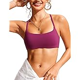 CRZ YOGA A-C Scoop Neck Bikini Tops for Women - Padded Adjustable Bathing Swimsuit Spaghetti Straps Swim Sports Bra