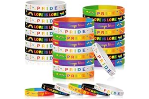 HARRYCLE 96 Pieces Rainbow Bracelets Silicone Pride Wristbands Gay Pride Silicone Bracelet LGBT Rainbow Festival Party Rubber Bracelets for Gay and Lesbian Rainbow LGBTQ Pride Party Gifts Supplies, 6 Design