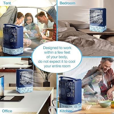 Buy Evaporative Air Cooler Personal Mini Air Cooler With Remote Battery Portable Ac Air Conditioner Fan Blue Dark Online In Slovakia B08yrw53fc