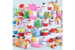 Kleeblatt 3D Assemblable Christmas Erasers 45 PCS - Santa Claus, Reindeer, Snowman, Christmas Tree Creative Gifts for Children