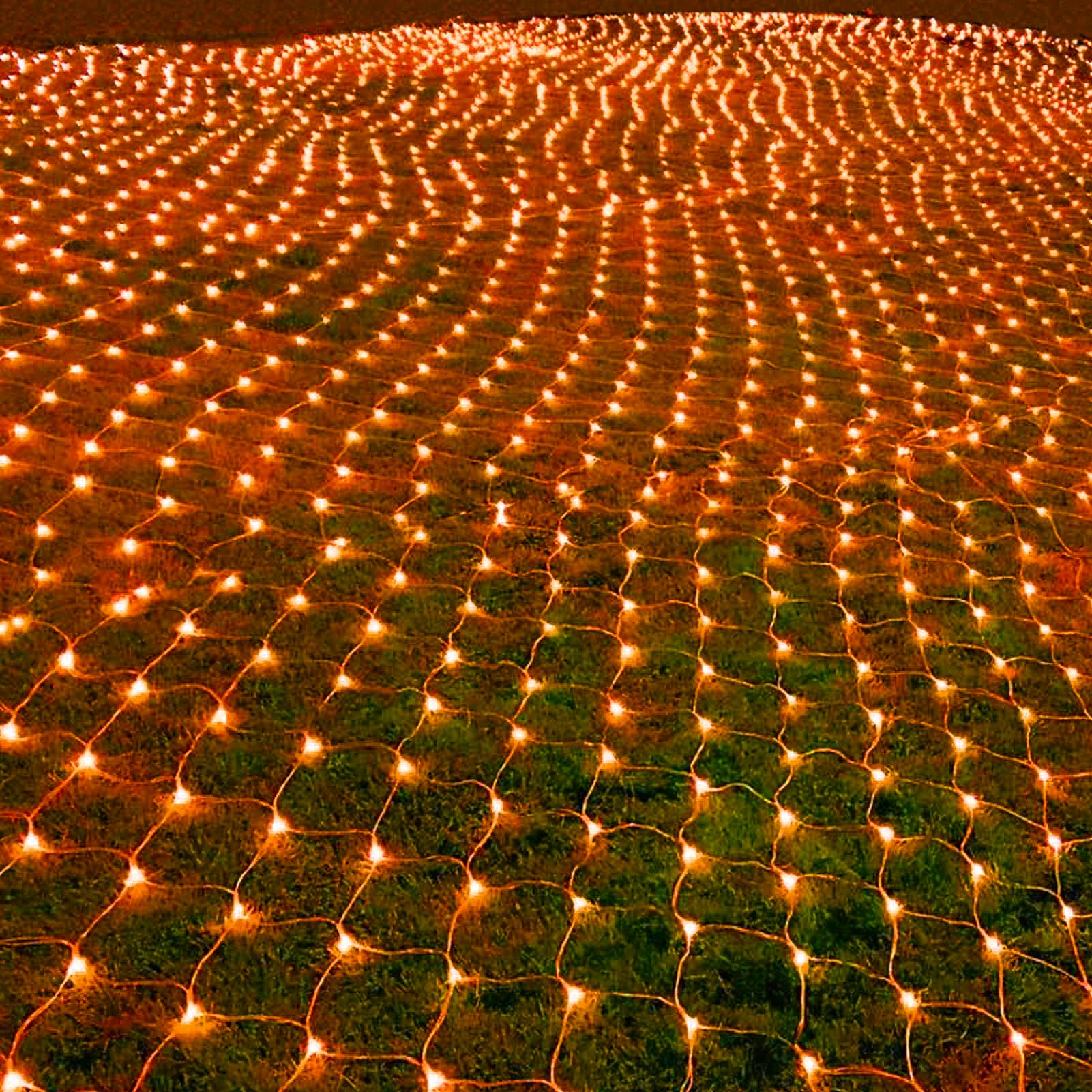 198 LED Orange Net Lights Outdoor Mesh Lights 9.8ft