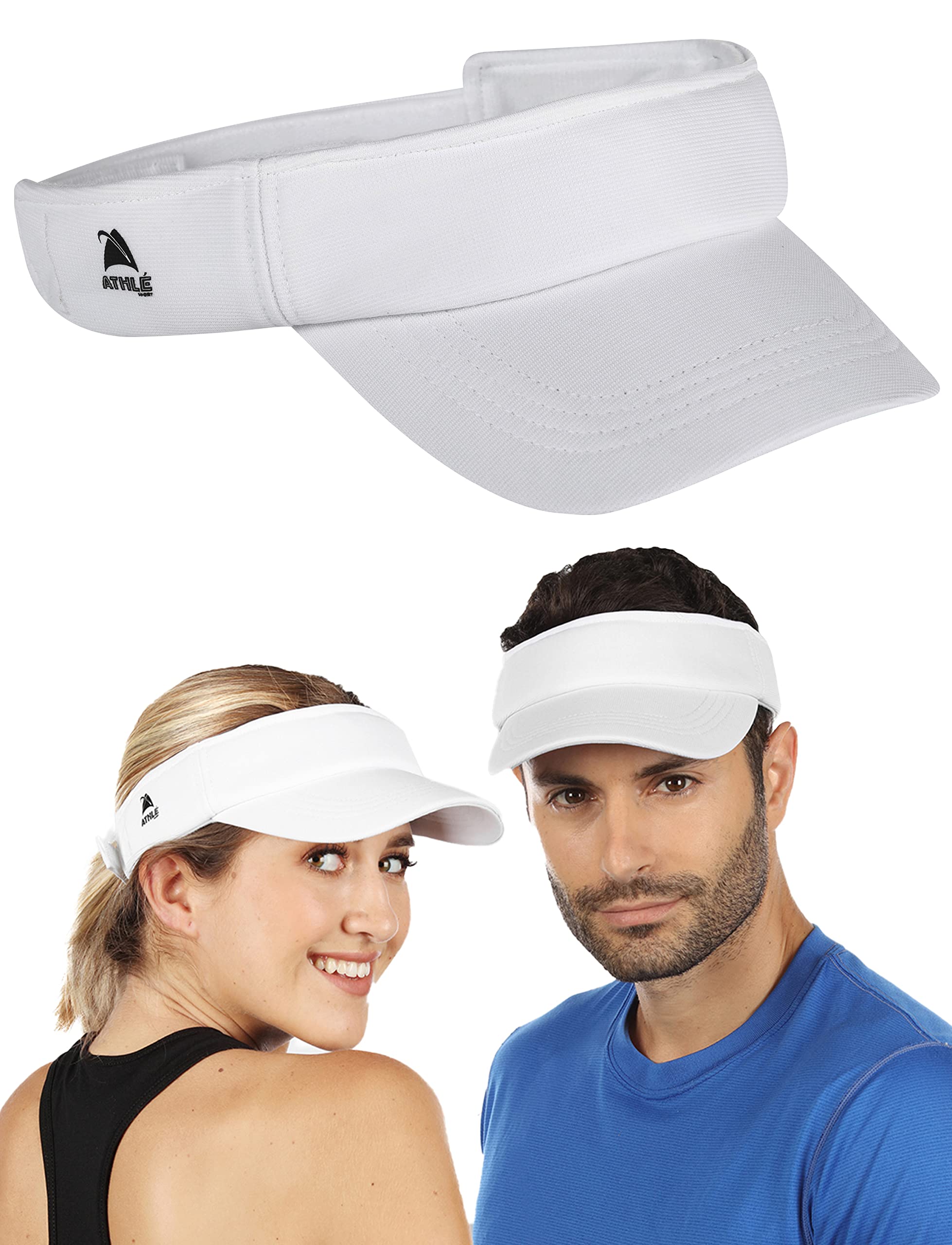 Photo 1 of Athle Sport Sun Visors for Women and Men - No Headache Design Sun Visor Hat with Built-in Sweatband and Non-Slip Grip - Unisex Design - One Size Fits All - White
