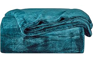 BOURINA Fleece Blanket Flannel Throw Blanket (Teal,Throw Size) Lightweight Cozy Microfiber Blanket for Sofa, Couch, Bed, Camping, Travel, 50x60 inches