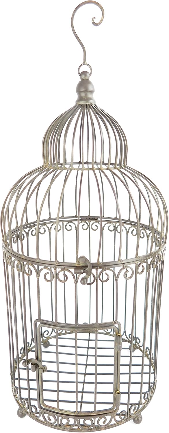 Deko Vogelkäfig Pflanzkäfig Vogelbauer Pflanzkorb Hängekorb Shabby 32x22x14cm