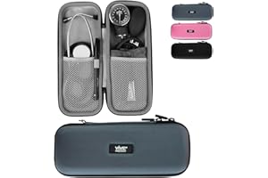 Vive Precision Stethoscope Hard Case - Protective Carry Cover with Handle - Travel Holder for Sphygmomanometer - Fits 3M Littmann Classic III, Lightweight II S.E, MDF Acoustica Deluxe