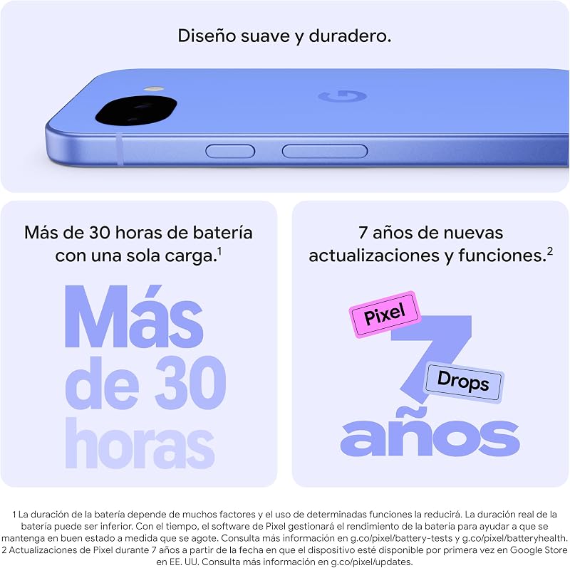 Pixel 10a - 7 años de Nuevas actualizaciones y Funciones, más de 30 Horas de batería, Asistente de Cámara, Gemini Live, Seguridad de Pixel - Obsidiana, 128GB