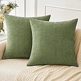 MIULEE Pack of 2 Couch Throw Pillow Covers 20x20 Inch Spring Soft Sage Green Chenille Pillow Covers for Sofa Living Room Solid Dyed Pillow Cases