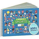 All Kinds of Sports 500+ Kids Sticker Book by Cupkin Fun Toddler Travel Activity Coloring and Sticker Book, 12 Coloring Pages 12 Scenes for Children's of 2-8 Years, Valentines Gifts for Kids